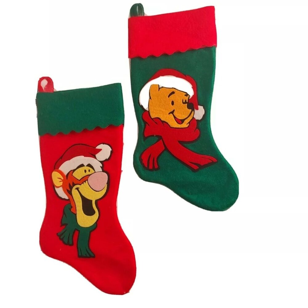 Disney's Winnie the Pooh Tigger Pair Cutout Christmas Stocking Set Holiday 17.5"